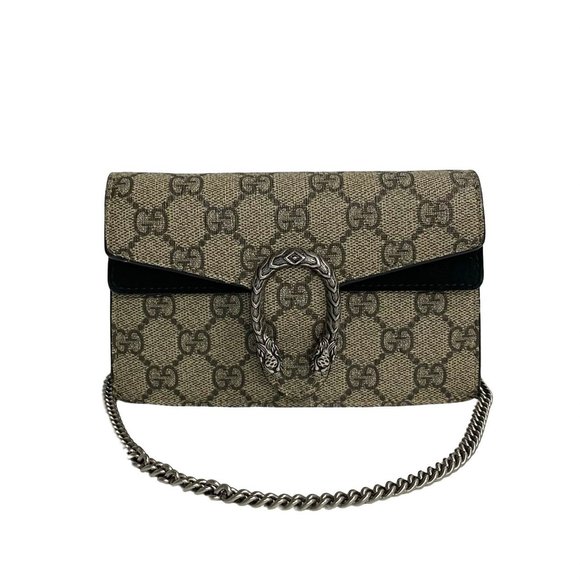 GUCCI Dionysus Super Mini Bag GG Supreme Leather Chain Shoulder Brown 27839 - Picture 1 of 9